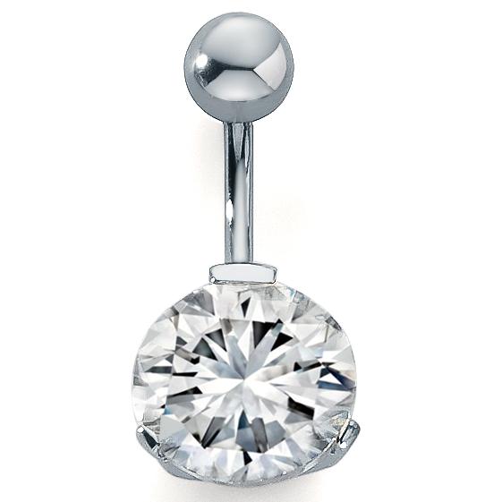 Navel piercing rostfritt stål kristall vit Ø12 mm