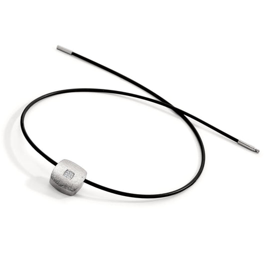 Collier rostfritt stål, gummi diamant 0.072 ct, 9 stenar, tw-si 45 cm Ø2 mm