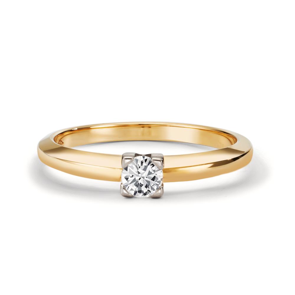 Solitärring 750/18 K gult guld diamant 0.30 ct, w-si tvåfärgad