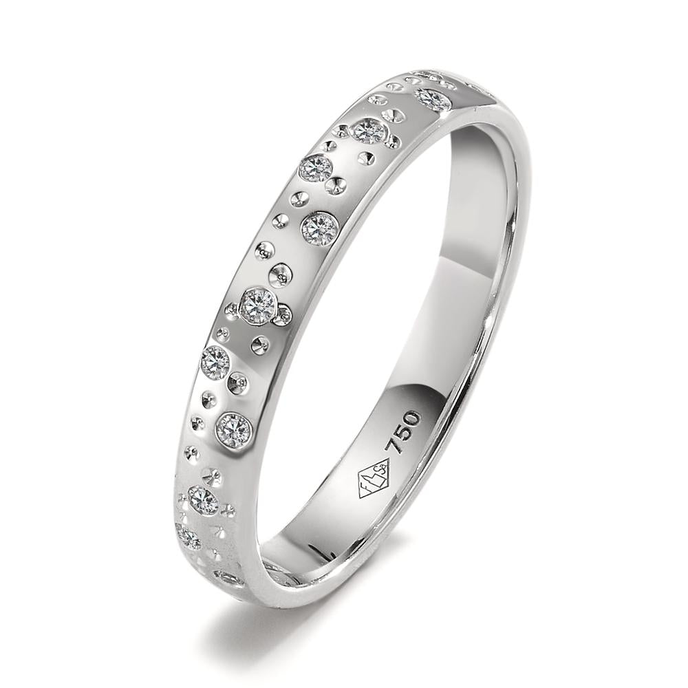 Finger ring 750/18 K vitguld diamant 0.13 ct, 24 stenar, w-si stjärna