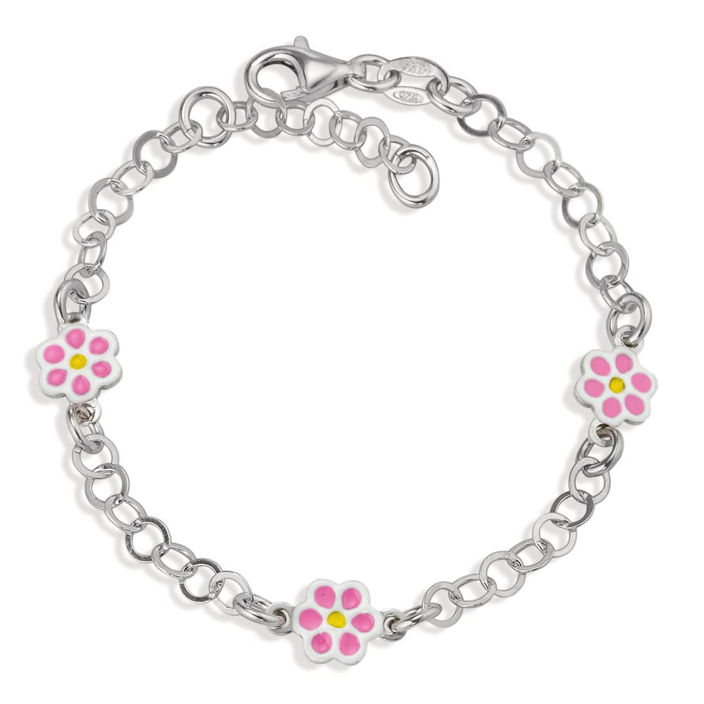 Armband Silver rodiumpläterad blomma 14-16 cm Ø6.5 mm