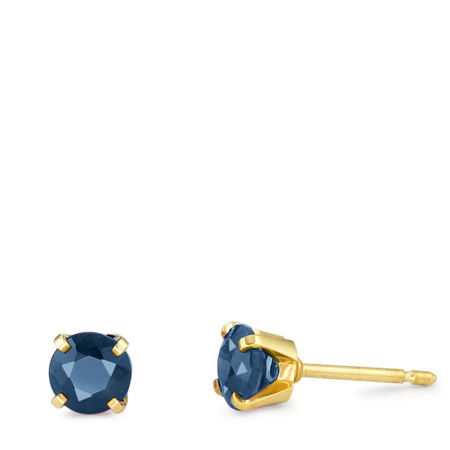 Örhängen med knoppar 750/18 K gult guld safir 0.64 ct, 2 stenar Ø4 mm