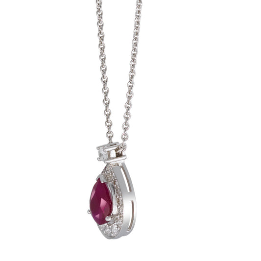 Collier 750/18 K vitguld rubin p1, diamant 0.21 ct, 18 stenar, w-si 42 cm