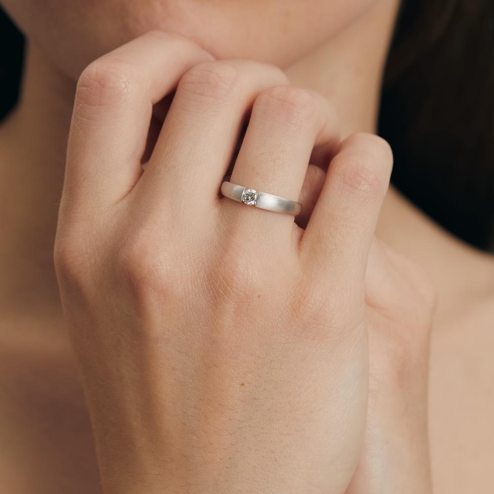 Solitärring 750/18 K vitguld diamant vit, 0.20 ct, w-si Ø3.8 mm
