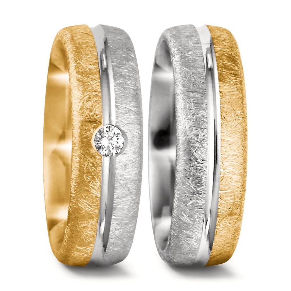 Partnerring 750/18 K gult guld, 750/18 K vitguld diamant 0.07 ct, tw-si
