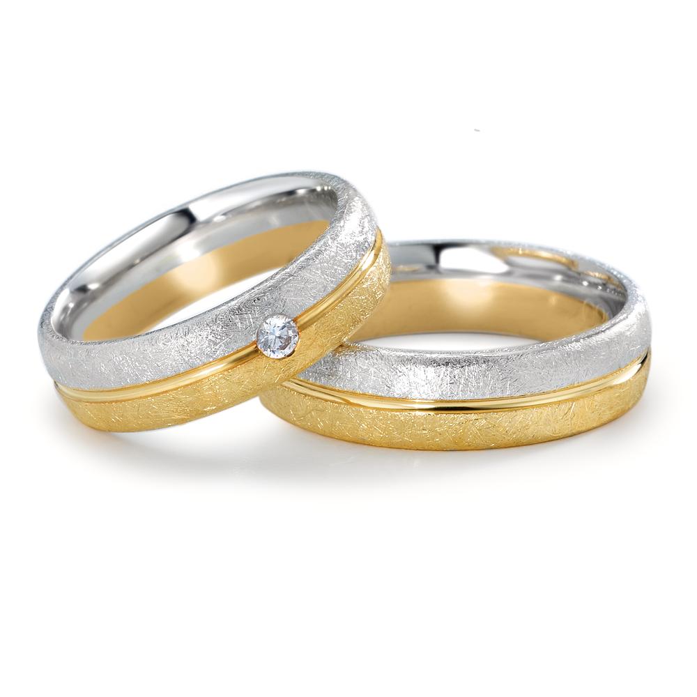 Partnerring 750/18 K gult guld, 750/18 K vitguld diamant 0.07 ct, tw-si