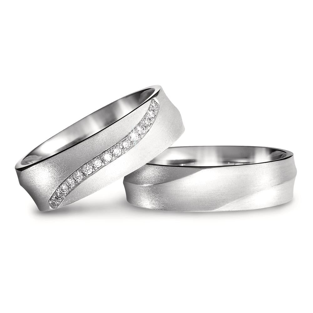 Partnerring 750/18 K vitguld diamant 0.075 ct, 15 stenar, tw-si