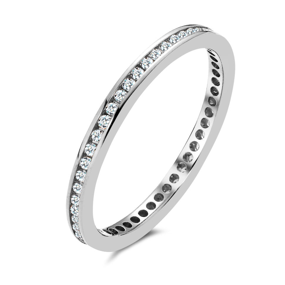 Minnesring 750/18 K vitguld diamant 0.25 ct, 50 stenar, w-si
