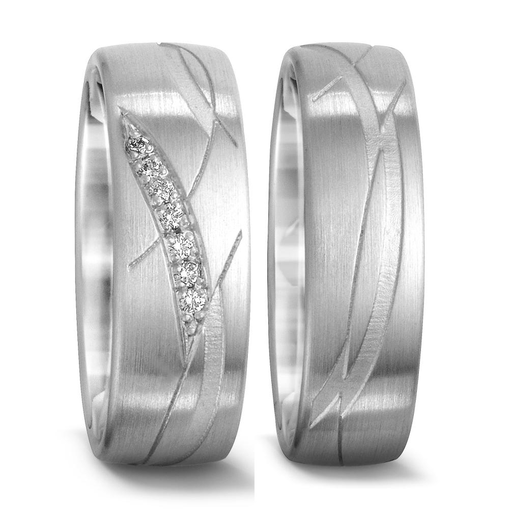 Partnerring 750/18 K vitguld diamant 0.035 ct, 7 stenar, tw-si