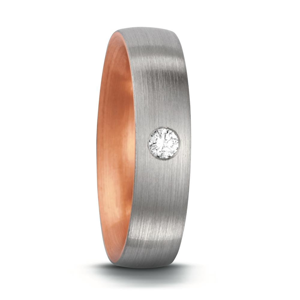 Partnerring 750/18 K rött guld, 950 platina diamant 0.07 ct, tw-si