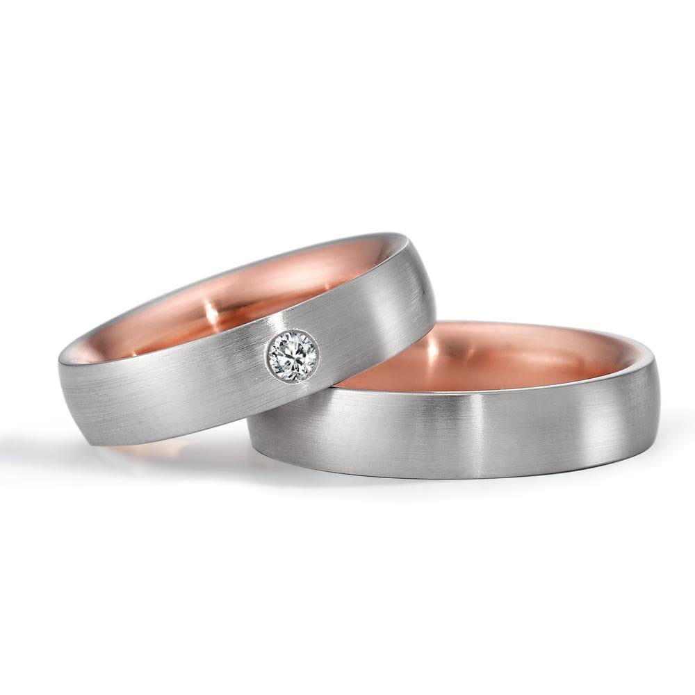 Partnerring 750/18 K rött guld, 950 platina diamant 0.07 ct, tw-si