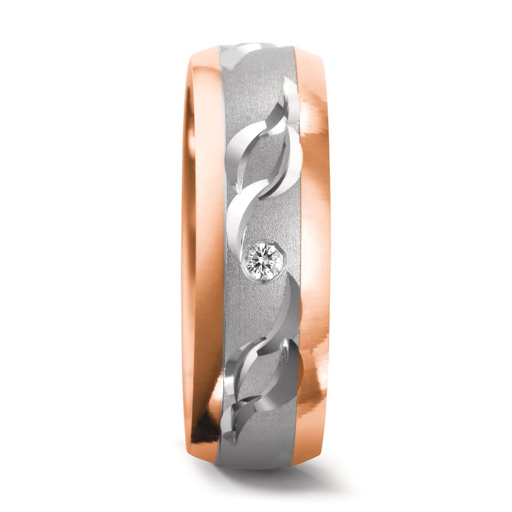 Partnerring 750/18 K vitguld, 750/18 K rött guld diamant 0.02 ct, w-si