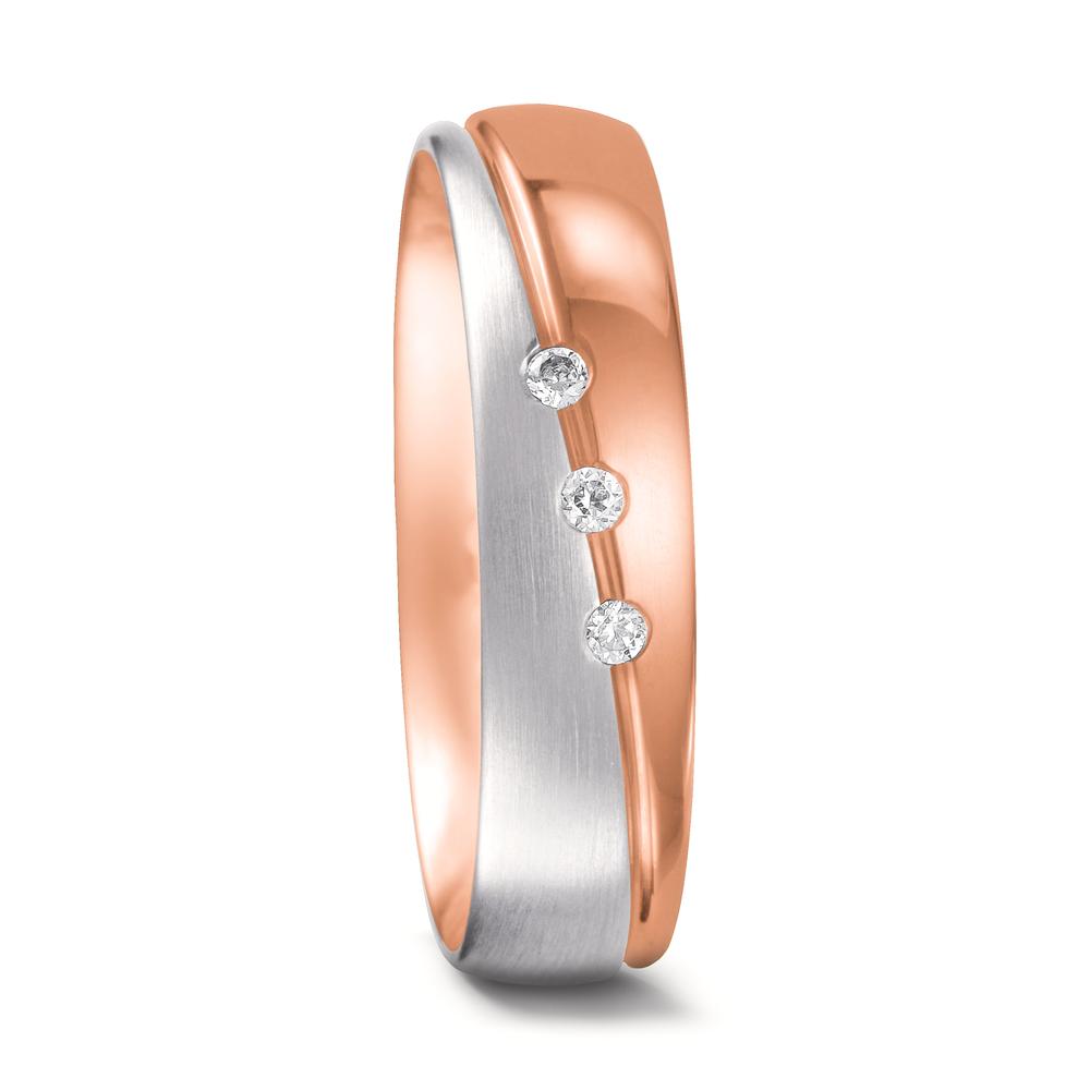 Partnerring 750/18 K rött guld, 750/18 K vitguld diamant 0.045 ct, 3 stenar, tw-vsi
