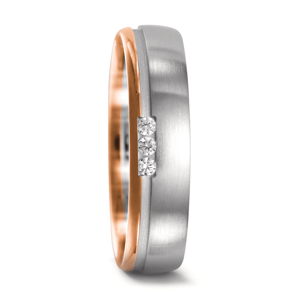 Partnerring 750/18 K vitguld, 750/18 K rött guld diamant 0.045 ct, 3 stenar, w-si