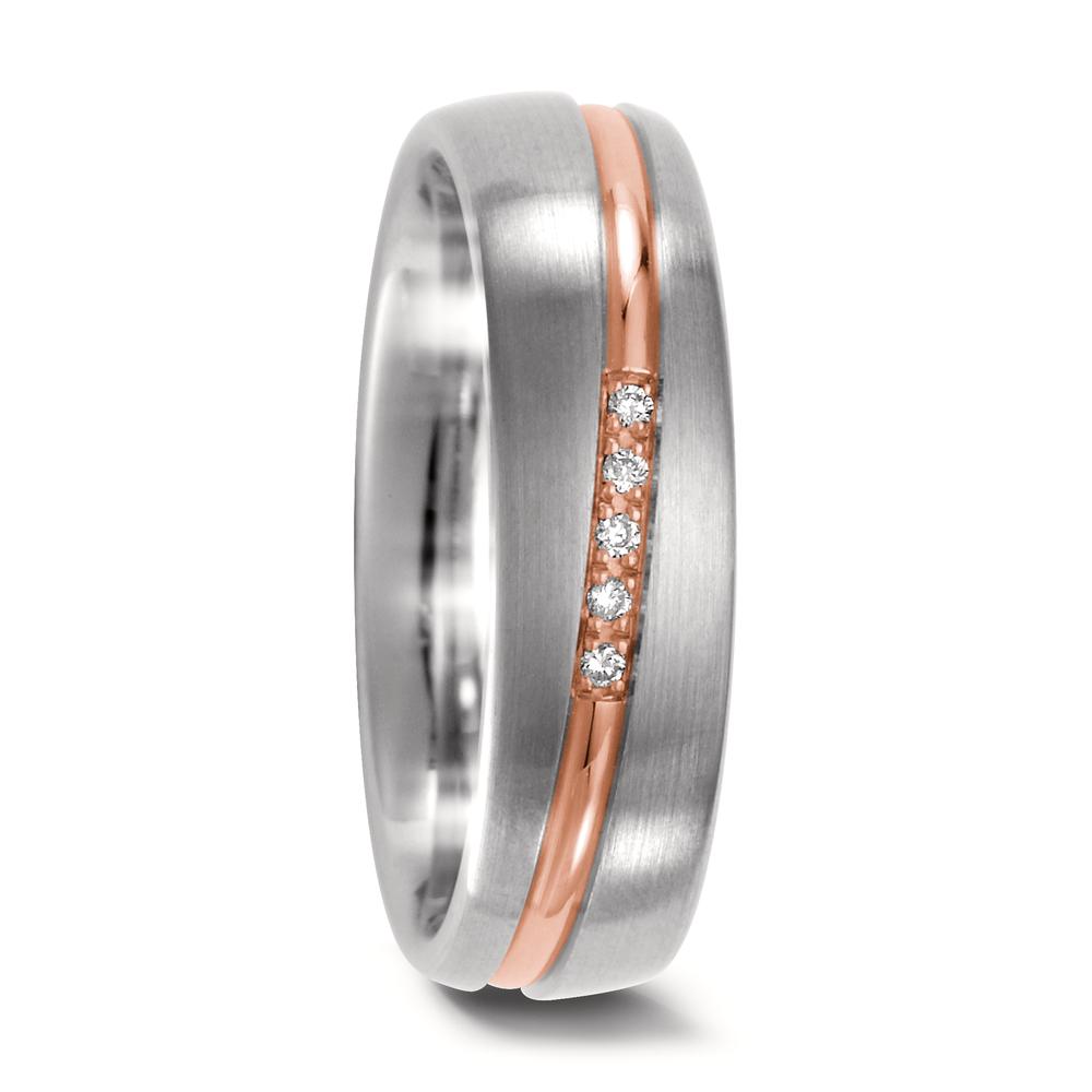 Partnerring 750/18 K vitguld, 750/18 K rött guld diamant 0.025 ct, 5 stenar, w-si