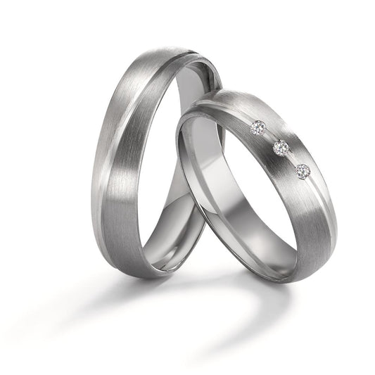 Partnerring 500 palladium, 375/9 K vitguld diamant 0.045 ct, 3 stenar, tw-vsi