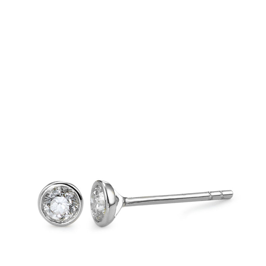 Örhängen med knoppar 750/18 K vitguld diamant 0.25 ct, 2 stenar, w-si Ø4 mm