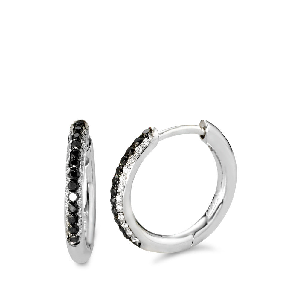 Hopfällbara örhängen 750/18 K vitguld diamant svart, 0.11 ct, 24 stenar, w-si
