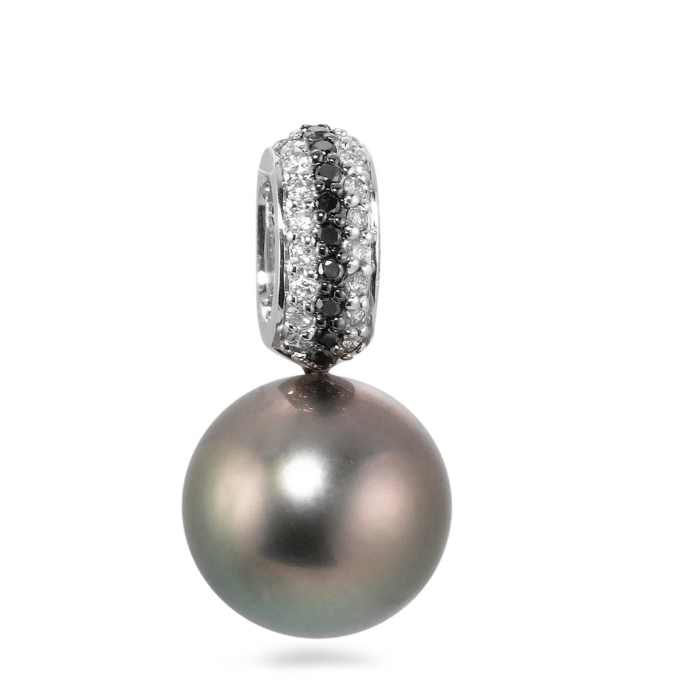 Hängsmycke 750/18 K vitguld diamant svart, 0.135 ct, w-si Tahitisk pärla, 25 Pärlor, 11 mm