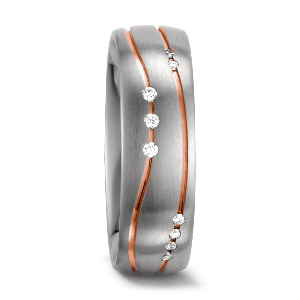 Partnerring 585/14 K vitguld, 585/14 K rött guld diamant vit, 0.06 ct, 9 stenar, w-si