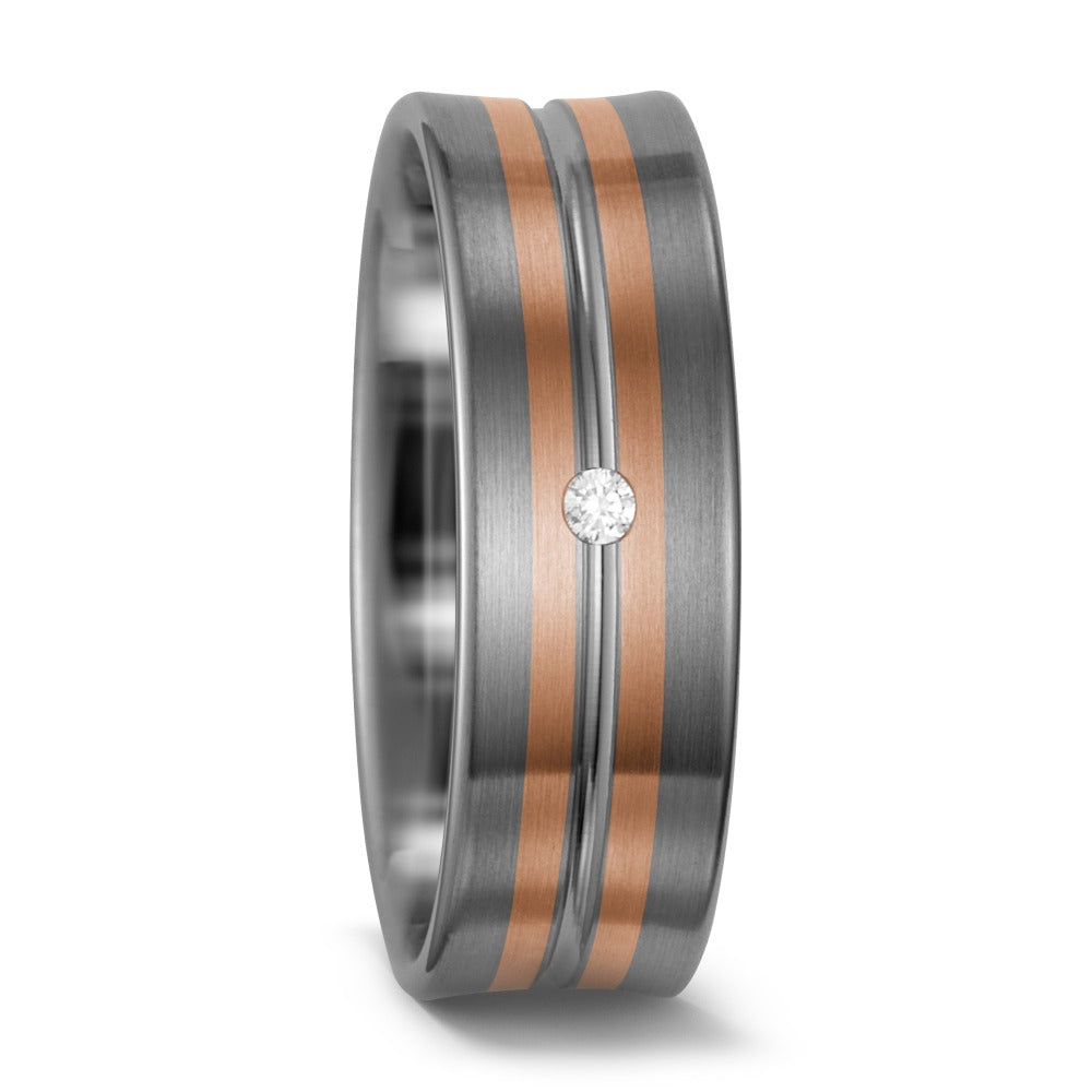 Partnerring 500 palladium, 585/14 K rött guld diamant vit, 0.02 ct, w-si