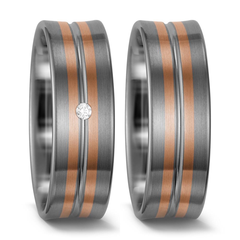 Partnerring 500 palladium, 585/14 K rött guld diamant vit, 0.02 ct, w-si