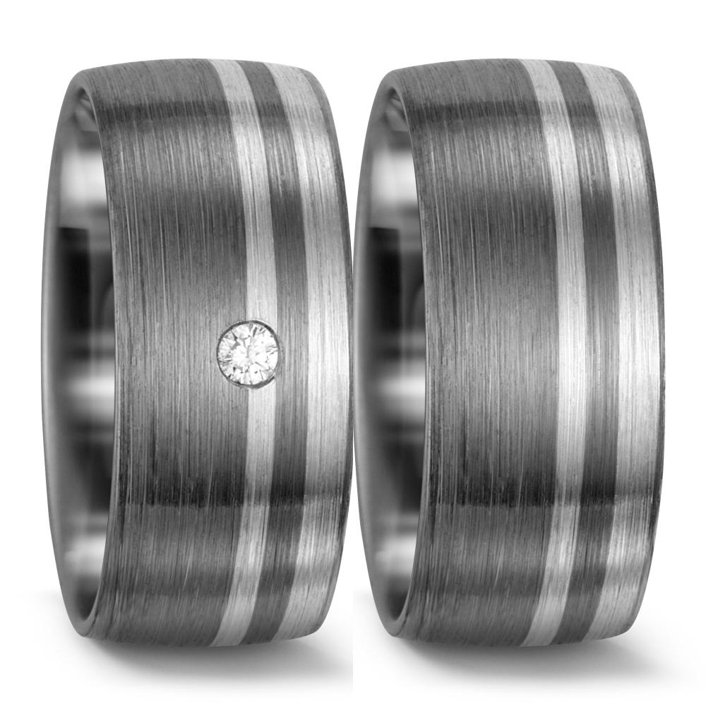 Partnerring 375/9 K vitguld, 500 palladium diamant vit, 0.03 ct, w-si