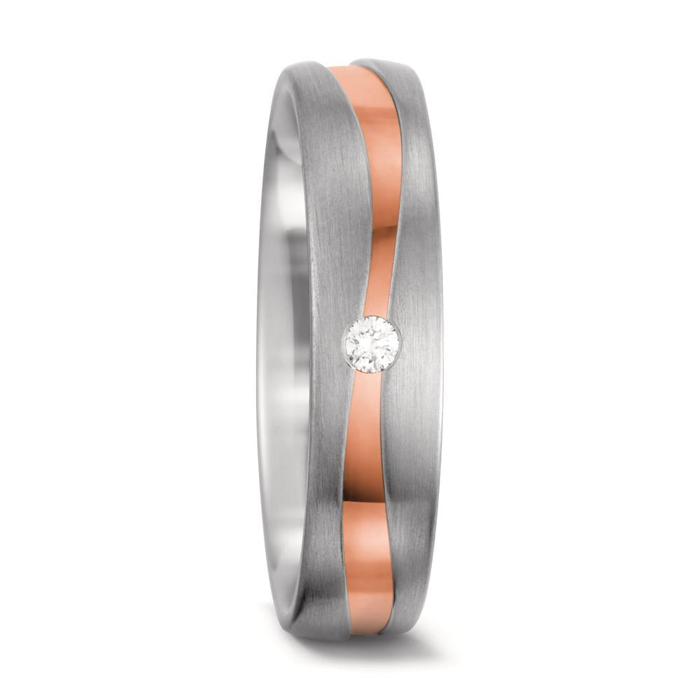 Partnerring 750/18 K vitguld, 750/18 K rött guld diamant vit, 0.03 ct, tw-vsi