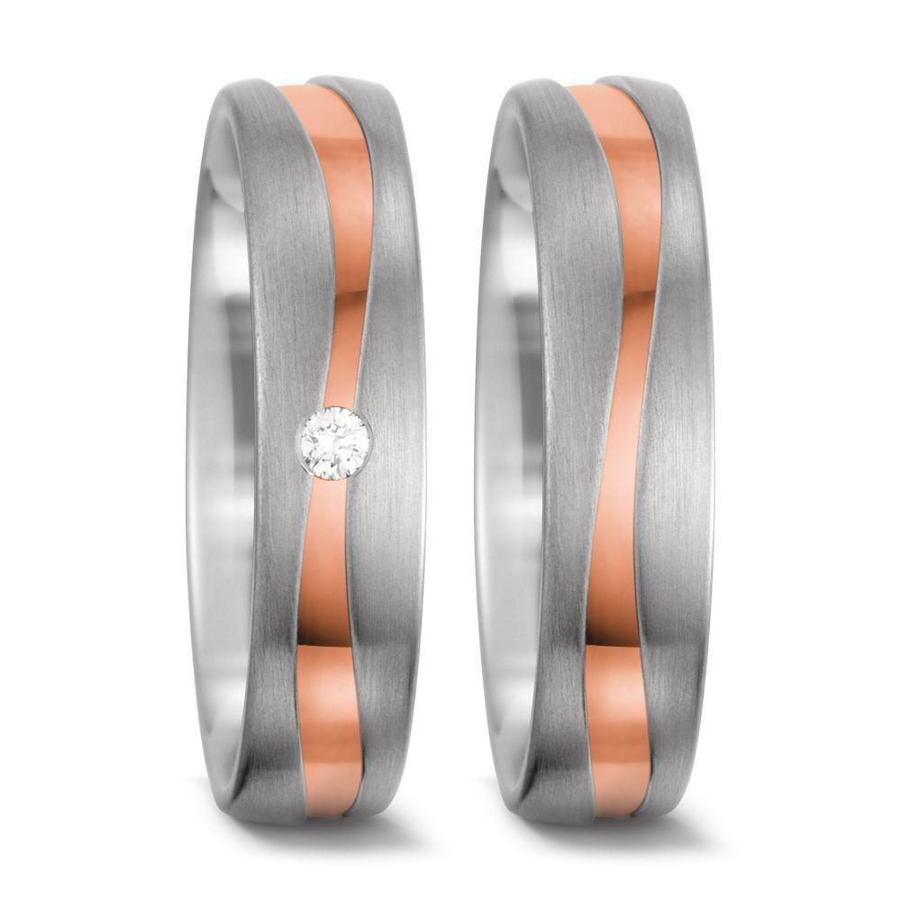 Partnerring 750/18 K vitguld, 750/18 K rött guld diamant vit, 0.03 ct, tw-vsi