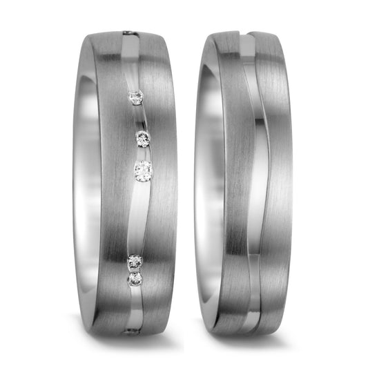 Partnerring 750/18 K vitguld diamant vit, 0.095 ct, 12 stenar, tw-vsi