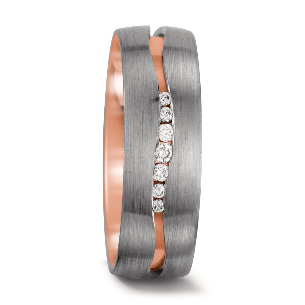Partnerring 750/18 K rött guld, 750/18 K vitguld diamant vit, 0.061 ct, 7 stenar, tw-vsi