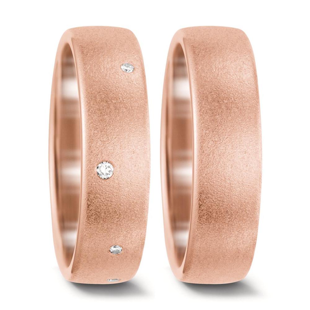Partnerring 750/18 K roséguld diamant vit, 0.06 ct, 8 stenar, tw-vsi