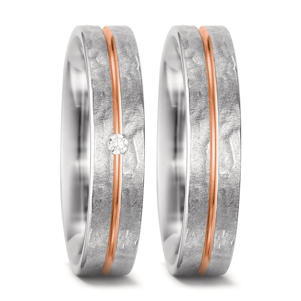 Partnerring 750/18 K vitguld, 750/18 K rött guld diamant vit, 0.02 ct, tw-si