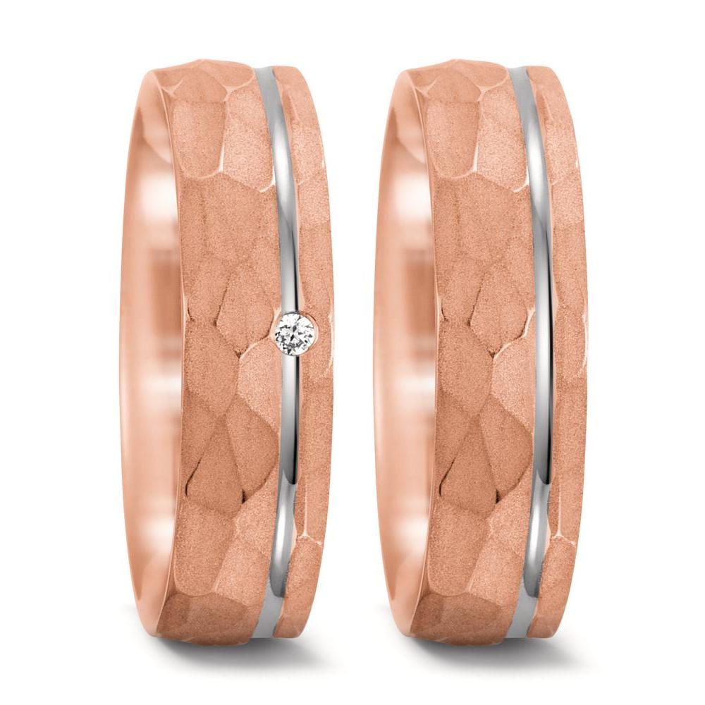Partnerring 750/18 K roséguld, 750/18 K vitguld diamant 0.02 ct, tw-si