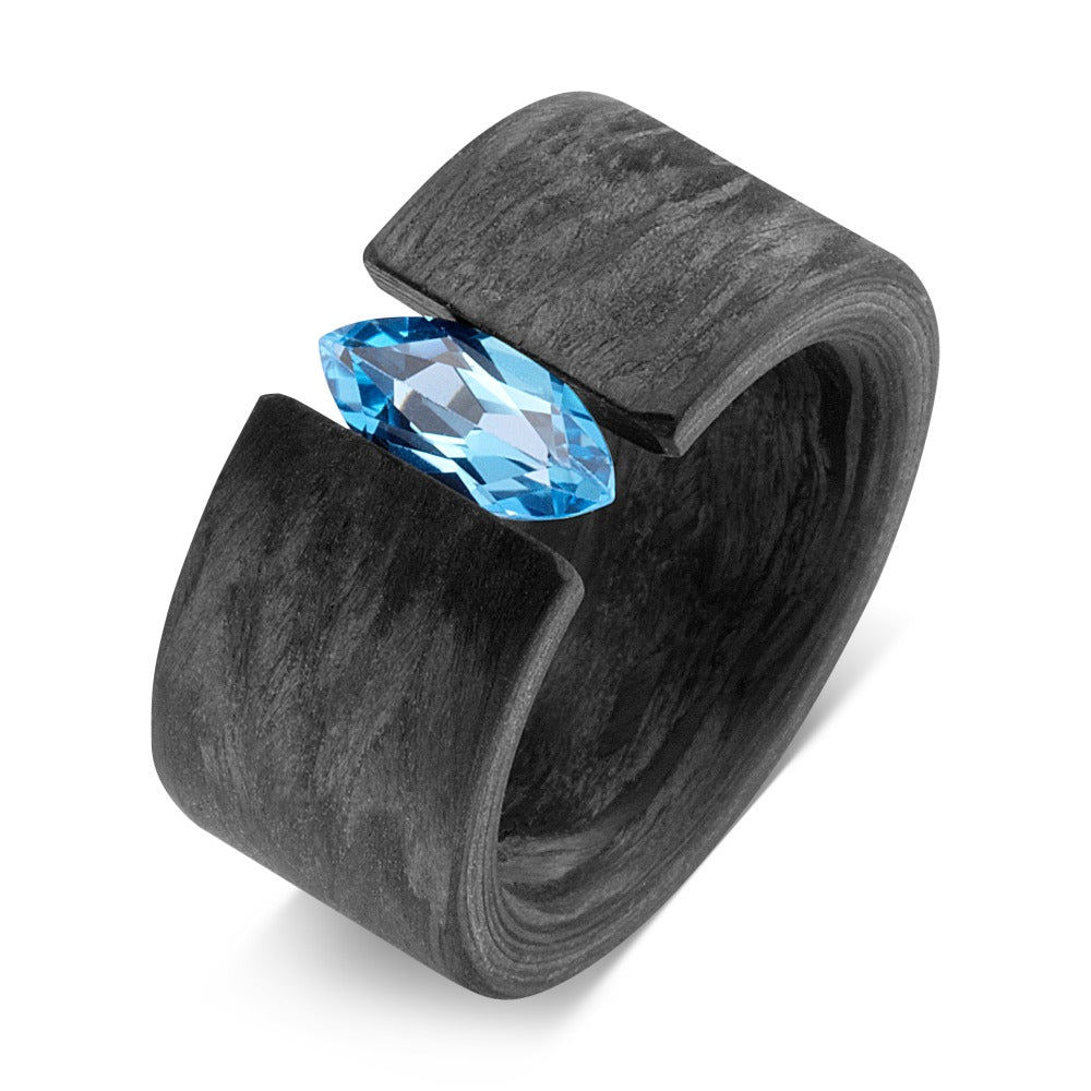 Finger ring Kol topas blå