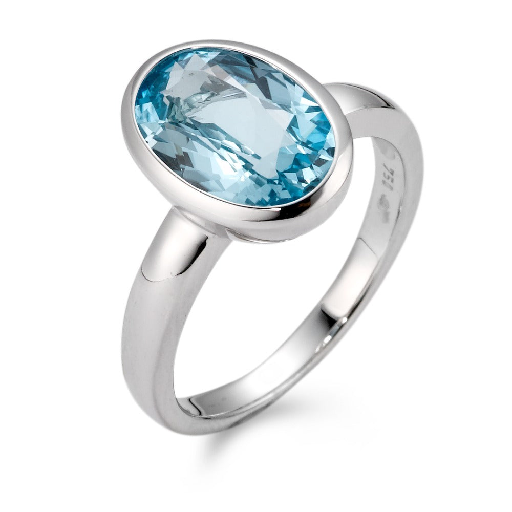Finger ring 750/18 K vitguld topas blå
