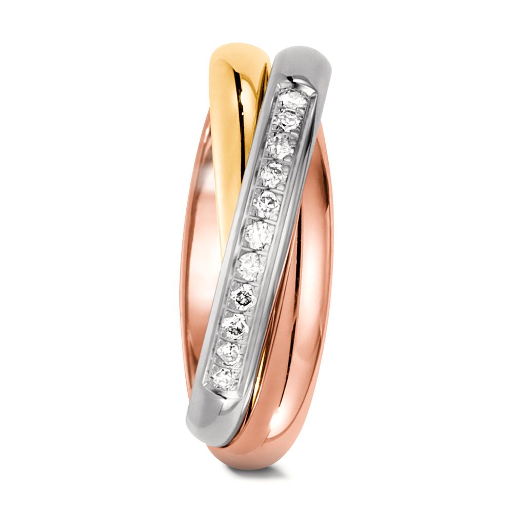Partnerring 750/18 K gult guld, 750/18 K rött guld, 750/18 K vitguld diamant 0.11 ct, 11 stenar, w-si