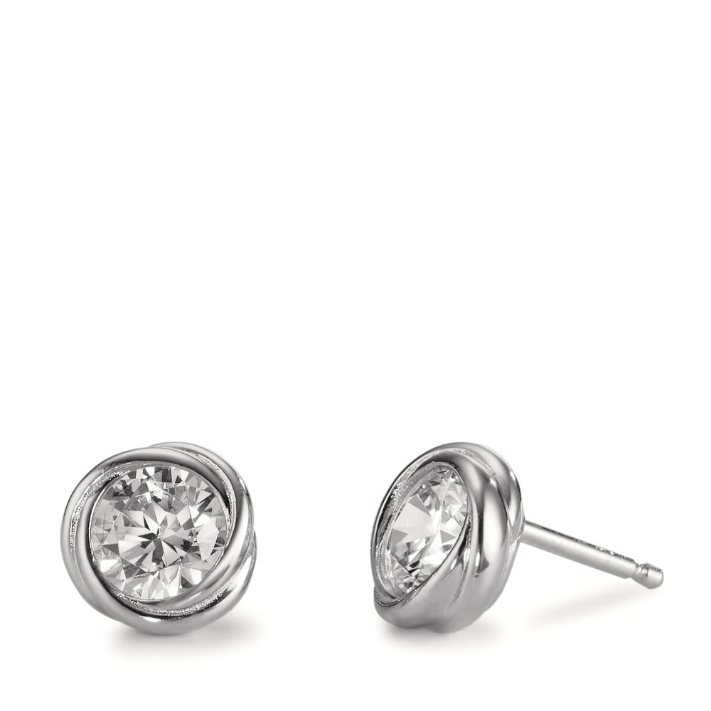 Örhängen med knoppar Silver Zirkoniumoxid rodiumpläterad Ø8 mm
