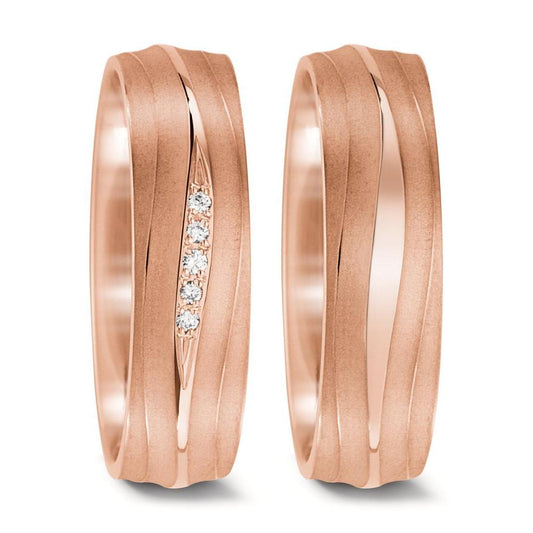 Partnerring 750/18 K roséguld diamant 0.028 ct, 5 stenar, tw-vsi