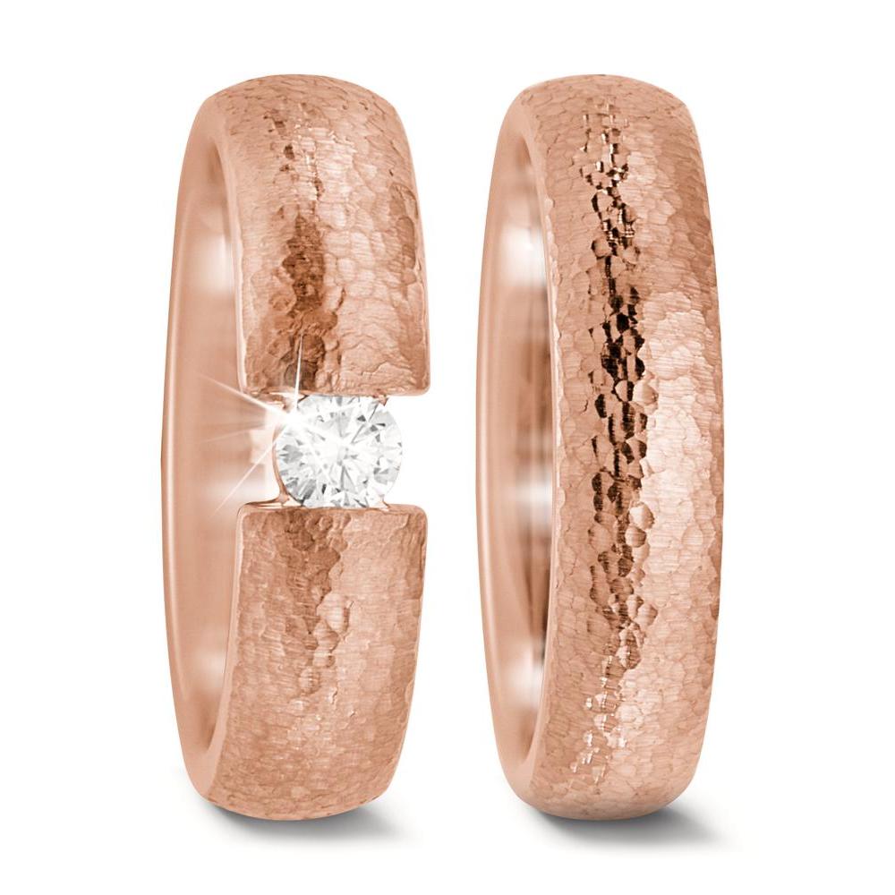 Partnerring 750/18 K rött guld diamant 0.15 ct, w-si