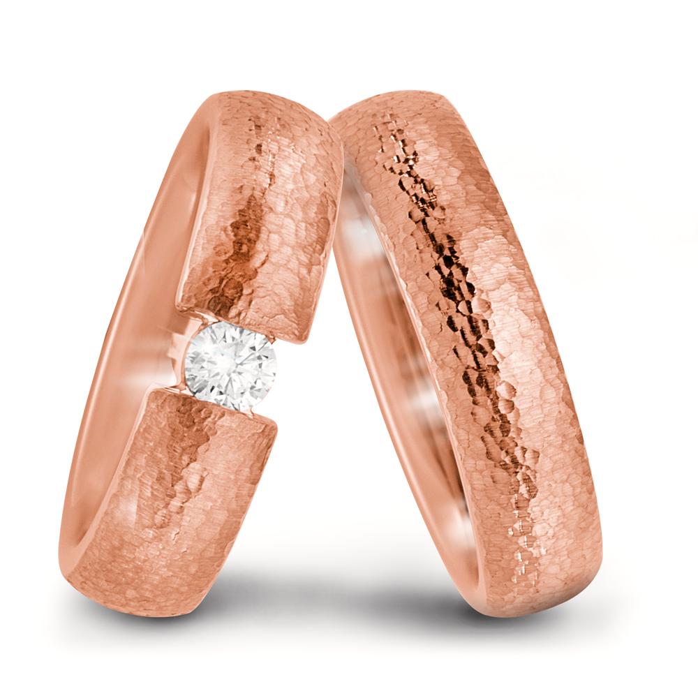 Partnerring 750/18 K rött guld diamant 0.15 ct, w-si