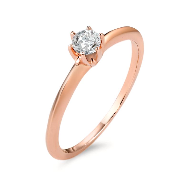 Solitärring 585/14 K roséguld diamant 0.20 ct, w-si