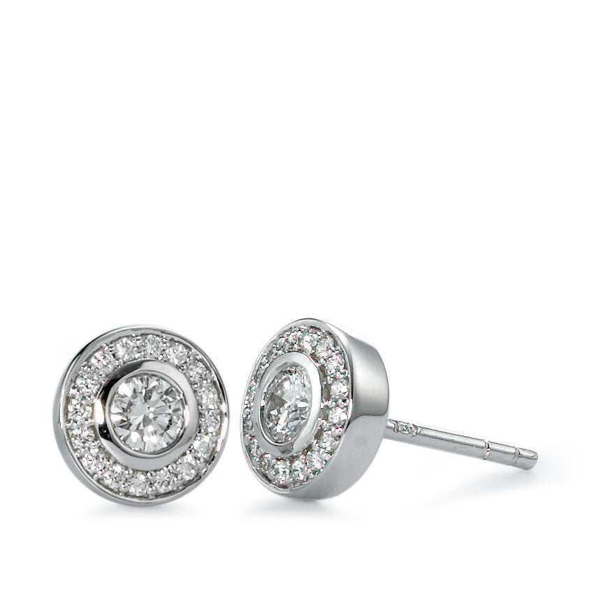 Örhängen med knoppar 750/18 K vitguld diamant 0.39 ct, 34 stenar, w-si Ø7 mm
