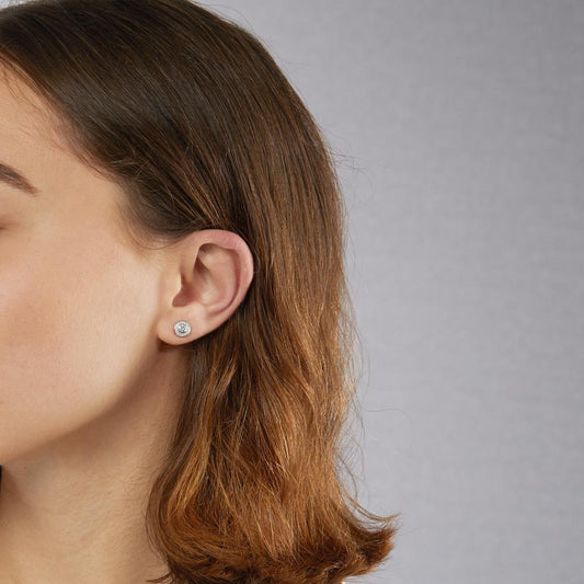 Örhängen med knoppar 750/18 K vitguld diamant 0.39 ct, 34 stenar, w-si Ø7 mm