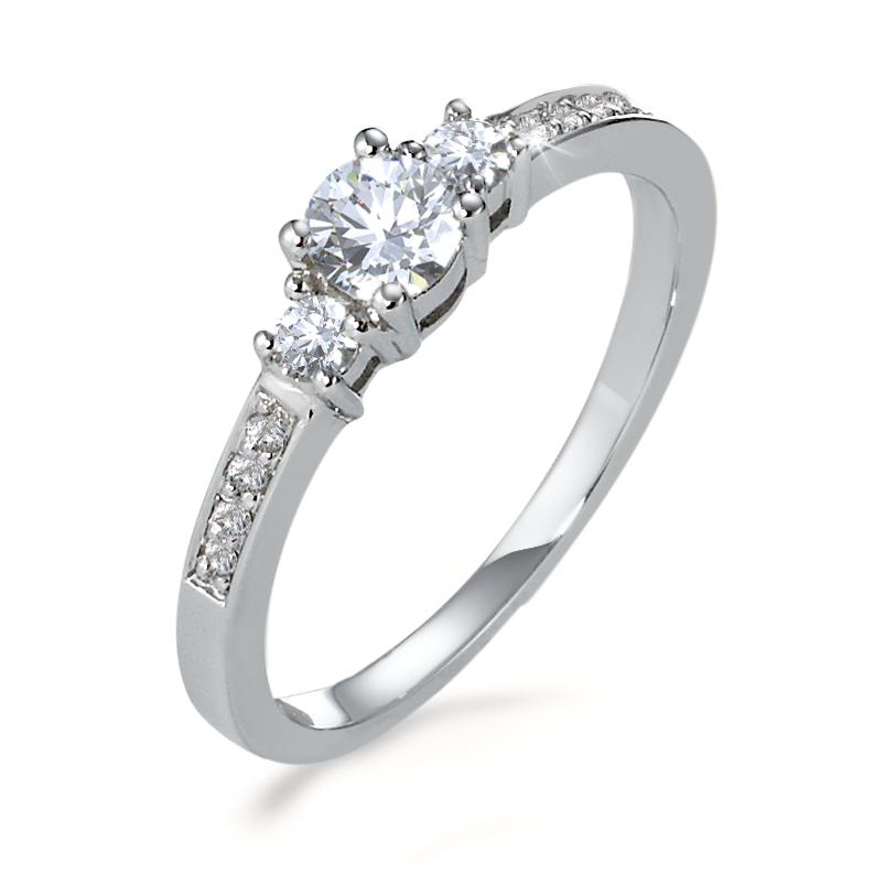 Finger ring 750/18 K vitguld diamant 0.40 ct, 11 stenar, w-si
