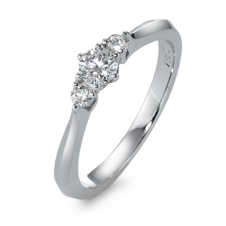 Finger ring 750/18 K vitguld diamant 0.32 ct, 3 stenar, w-si