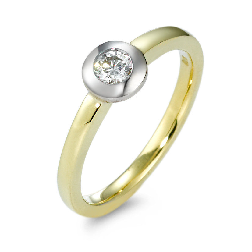 Solitärring 585/14 K gult guld, 585/14 K vitguld diamant 0.15 ct, w-si