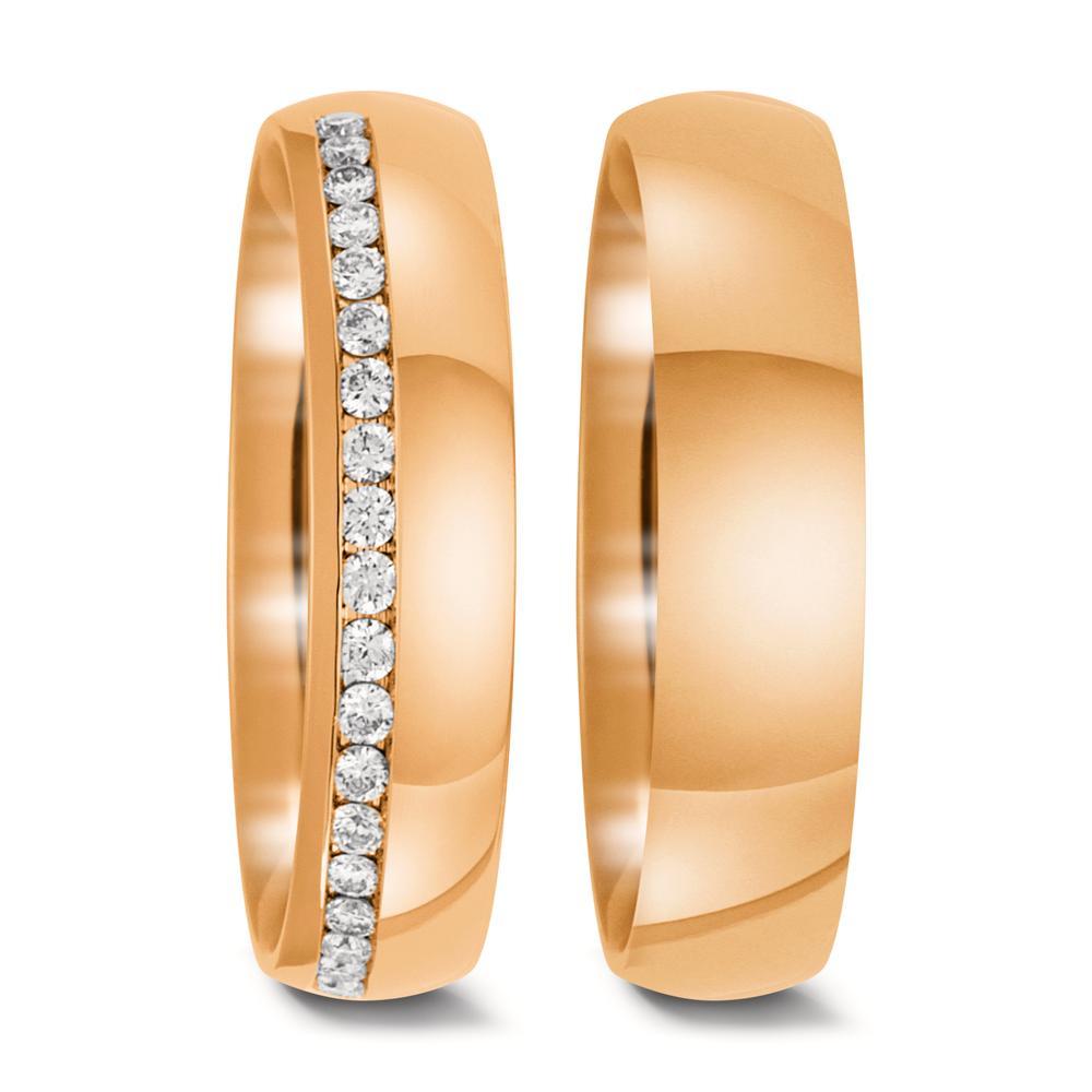 Partnerring 750/18 K roséguld diamant 0.21 ct, 21 stenar, tw-vsi