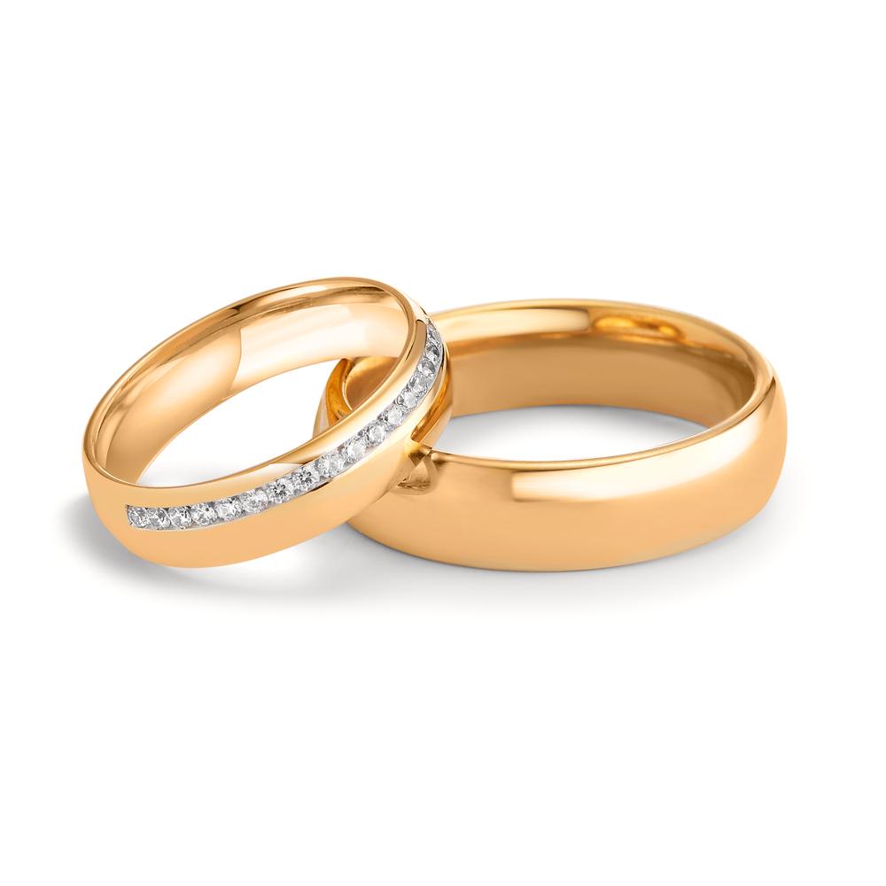 Partnerring 750/18 K roséguld diamant 0.21 ct, 21 stenar, tw-vsi