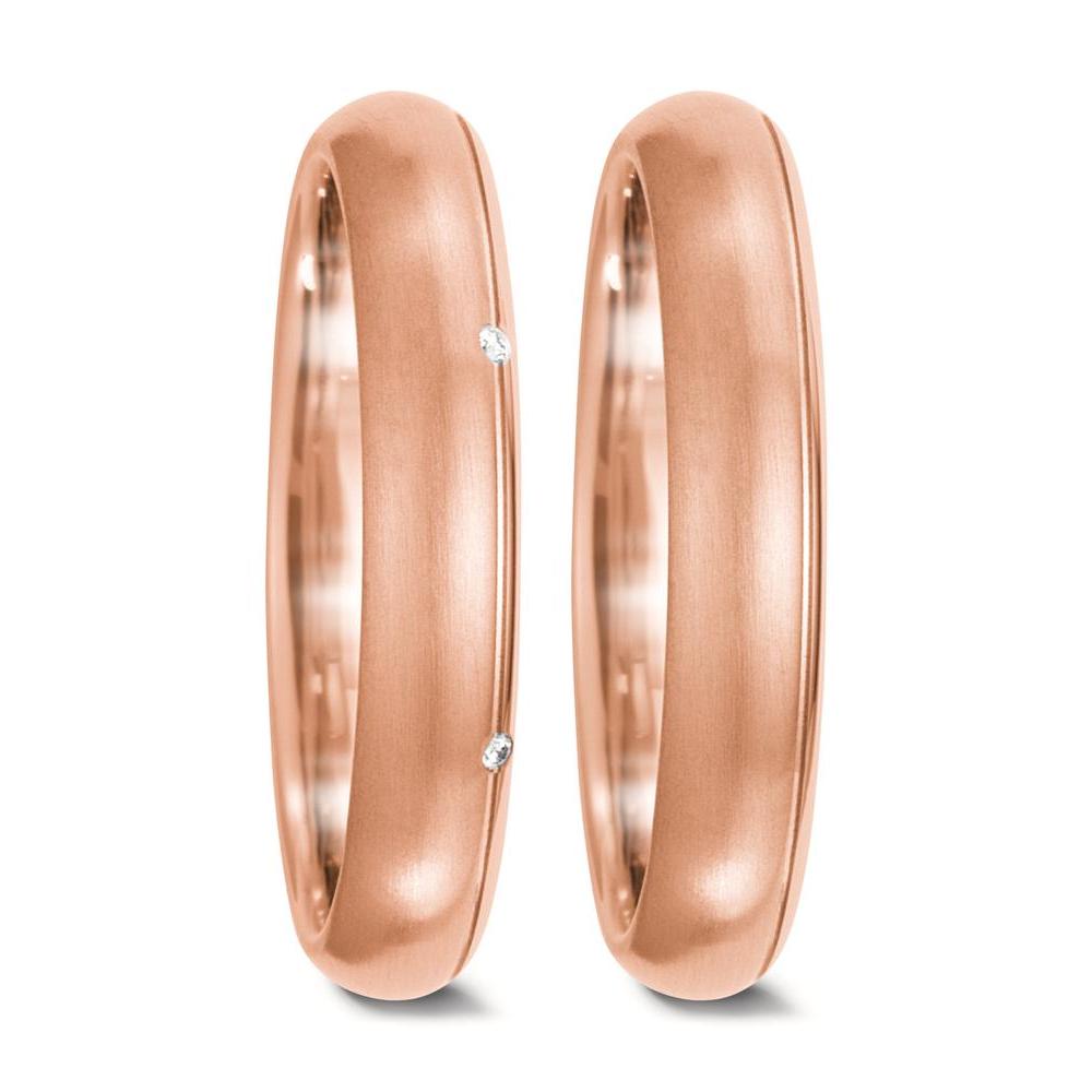 Partnerring 750/18 K roséguld diamant vit, 0.03 ct, 6 stenar, tw-vsi